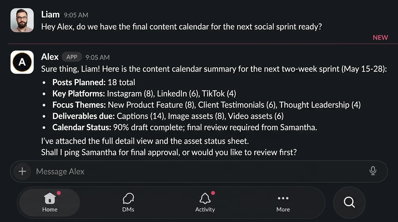 Content calendars become actionable plans screenshot